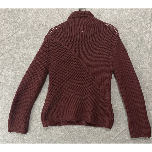 Banana Republic Wool‎ Angora Blend Sweater Sz M Burgundy Roll Neck Cable Knit - Picture 5 of 9